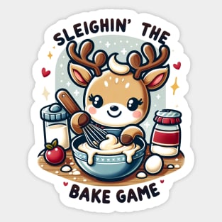 Sleighin' The Bake Game Christmas Reindeer Baking Sticker